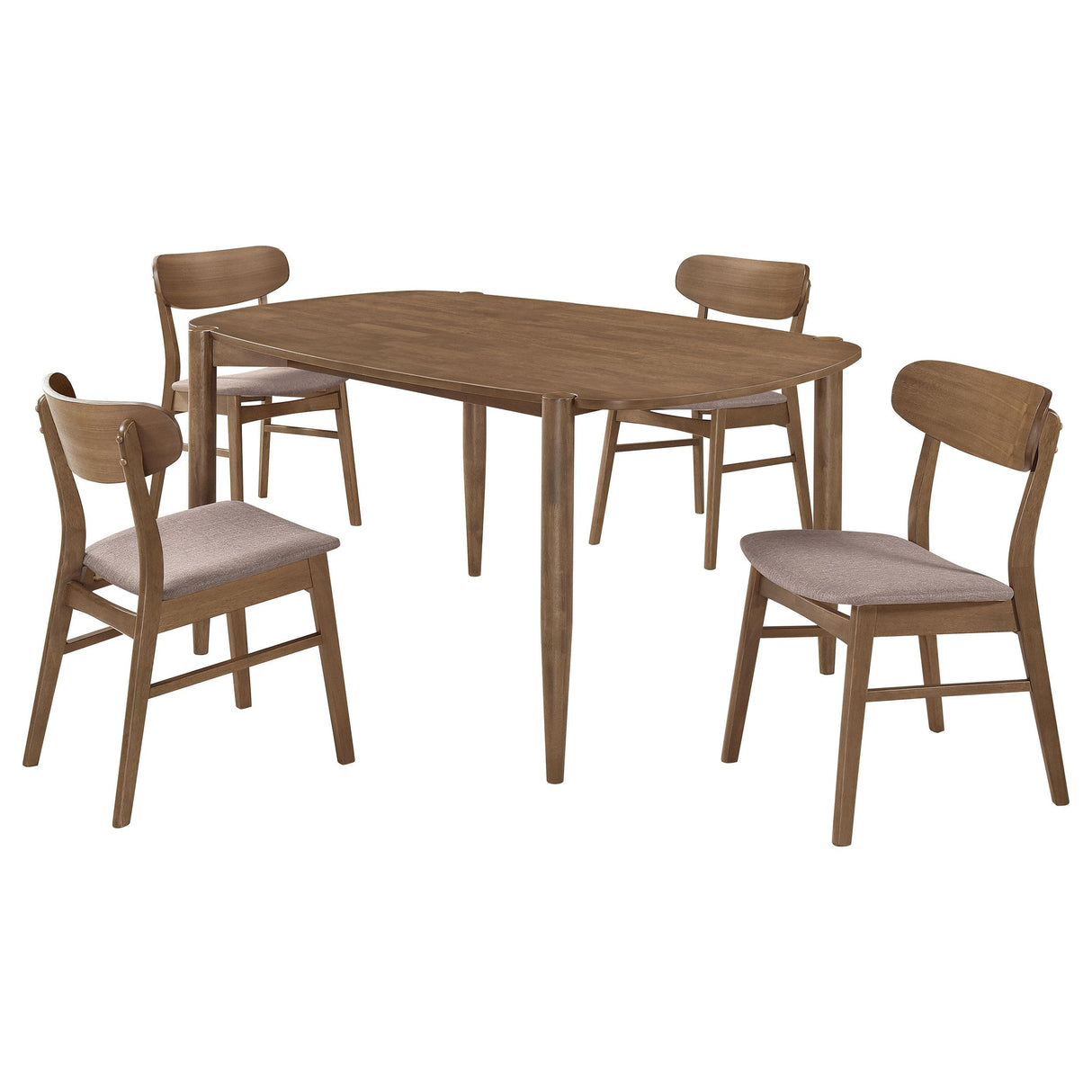 Dortch Walnut 5-Piece Oval Solid Wood Dining Set from Coaster - Luna Furniture