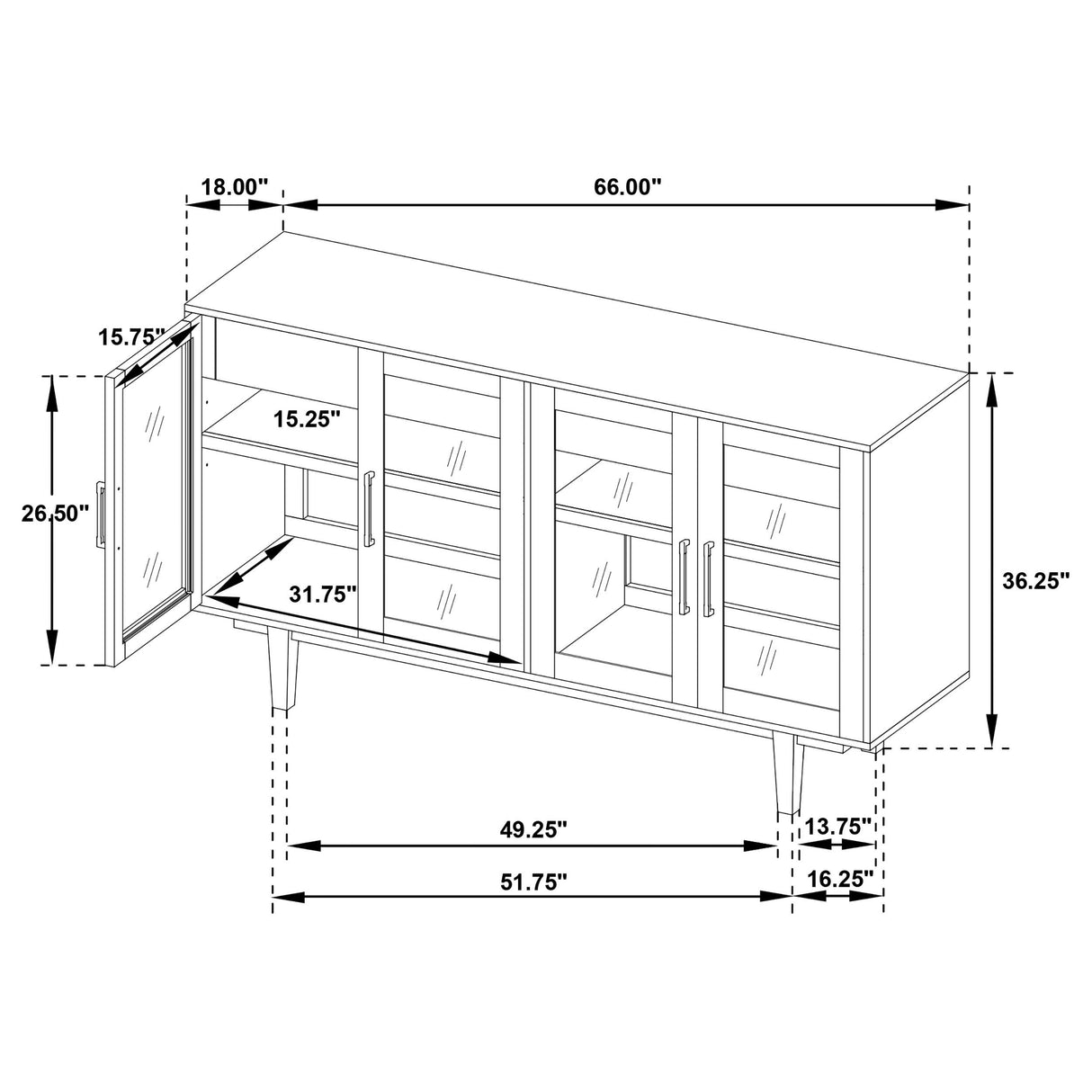 Middleton Natural 4-Door Sideboard with Dual Drawers from Coaster - Luna Furniture