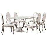 Antoine White 7-Piece Rectangular Glass Top Dining Set from Coaster - Luna Furniture