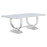 Antoine White 7-Piece Rectangular Glass Top Dining Set from Coaster - Luna Furniture