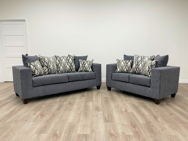Monroe Steel Gray Sofa and Loveseat
