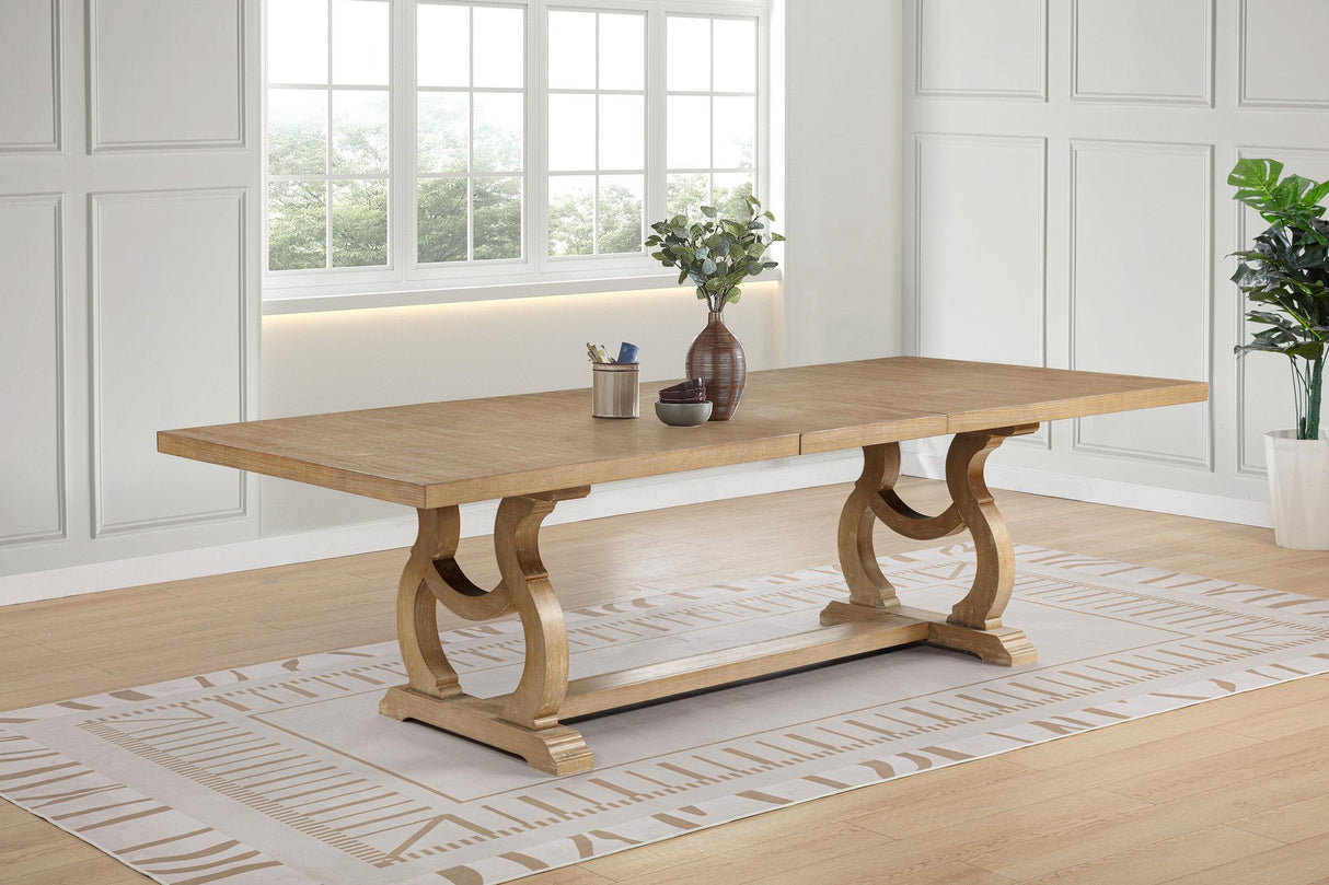 Brockway Cove and Barley Brown Trestle Dining Table from Coaster - Luna Furniture