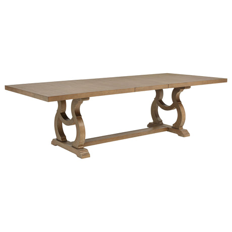Brockway Cove and Barley Brown Trestle Dining Table from Coaster - Luna Furniture