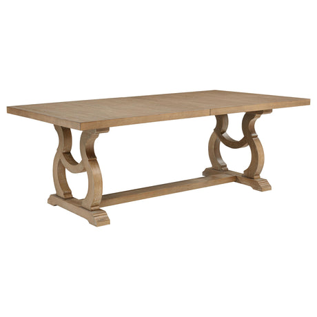 Brockway Cove and Barley Brown Trestle Dining Table from Coaster - Luna Furniture