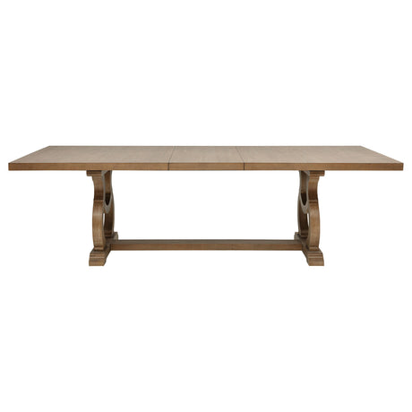 Brockway Cove and Barley Brown Trestle Dining Table from Coaster - Luna Furniture