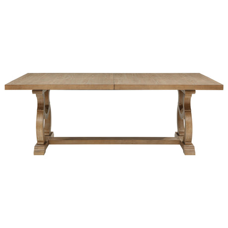 Brockway Cove and Barley Brown Trestle Dining Table from Coaster - Luna Furniture