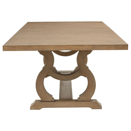 Brockway Cove and Barley Brown Trestle Dining Table from Coaster - Luna Furniture