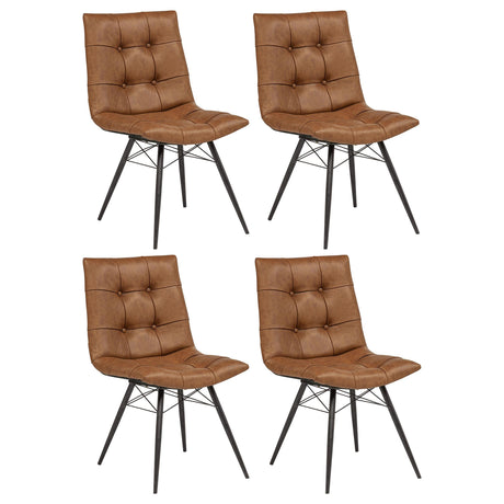 Aiken Saddle Brown Faux Leather Dining Side Chair, Set of 4 from Coaster - Luna Furniture