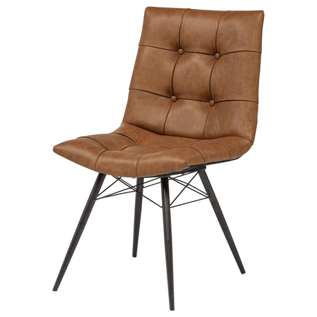 Aiken Saddle Brown Faux Leather Dining Side Chair, Set of 4 from Coaster - Luna Furniture