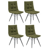 Aiken Forest green upholstered dining side chairs, set of 4, black metal legs, front view