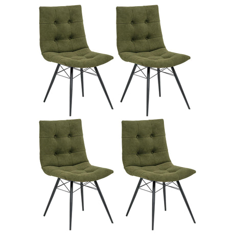 Aiken Forest Saddle Green Fabric Upholstered Dining Side Chair, Set of 4 from Coaster - Luna Furniture