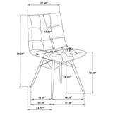 Aiken Forest green dining side chair, upholstered side profile with black metal legs