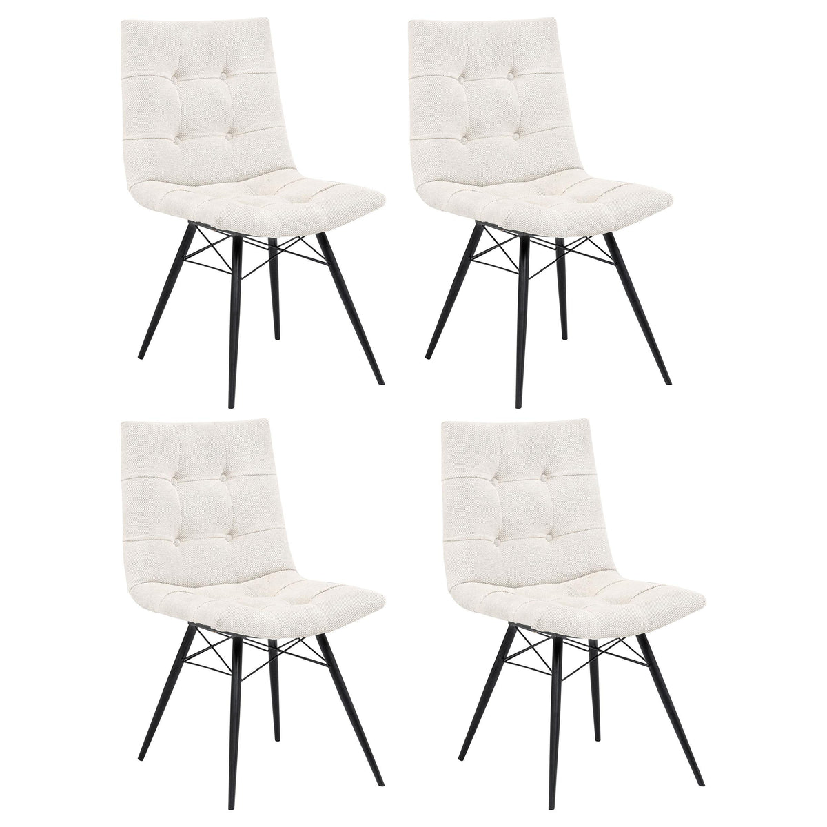 Aiken Stone White Fabric Upholstered Dining Side Chair, Set of 4 from Coaster - Luna Furniture