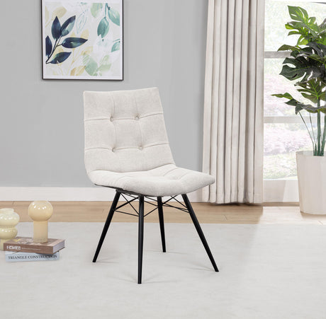 Aiken Stone White Fabric Upholstered Dining Side Chair, Set of 4 from Coaster - Luna Furniture