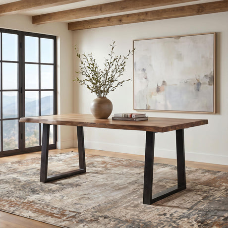 Selwyn Light Sheesham 80" Live Edge Solid Wood Dining Table from Coaster - Luna Furniture