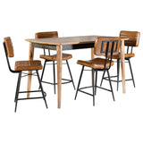Partridge Natural Sheesham and Camel 5-Piece Rectangular Counter Height Dining Set from Coaster - Luna Furniture