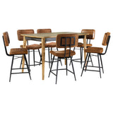 Partridge Natural Sheesham and Camel 7-Piece Rectangular Counter Height Dining Set from Coaster - Luna Furniture