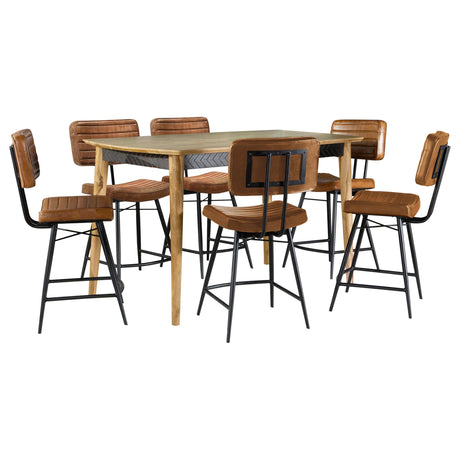 Partridge Natural Sheesham and Camel 7-Piece Rectangular Counter Height Dining Set from Coaster - Luna Furniture