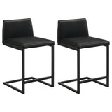 Vardon Black Genuine Leather Counter Height Chair (Set of 2) from Coaster - Luna Furniture