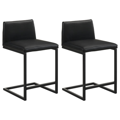 Vardon Black Genuine Leather Counter Height Chair, Set of 2 from Coaster - Luna Furniture