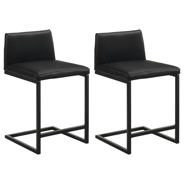 Vardon Black Genuine Leather Counter Height Chair, Set of 2