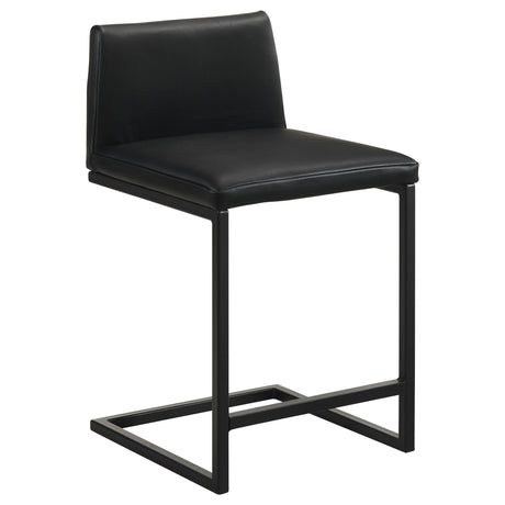 Vardon Black Genuine Leather Counter Height Chair, Set of 2 from Coaster - Luna Furniture