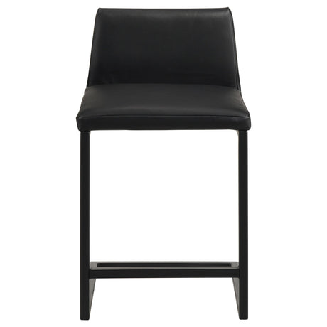 Vardon Black Genuine Leather Counter Height Chair, Set of 2 from Coaster - Luna Furniture