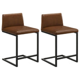 Vardon Dark Brown Genuine Leather Counter Height Chair, Set of 2 from Coaster - Luna Furniture