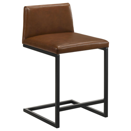 Vardon Dark Brown Genuine Leather Counter Height Chair, Set of 2 from Coaster - Luna Furniture