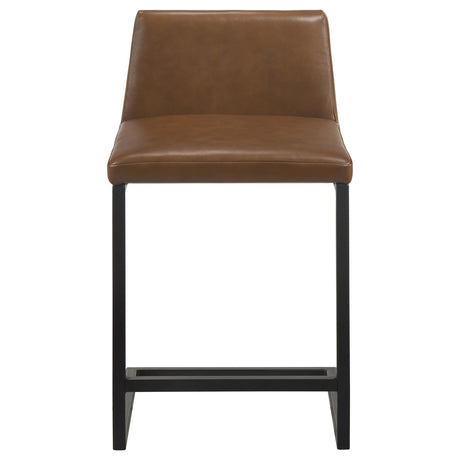 Vardon Dark Brown Genuine Leather Counter Height Chair, Set of 2 from Coaster - Luna Furniture