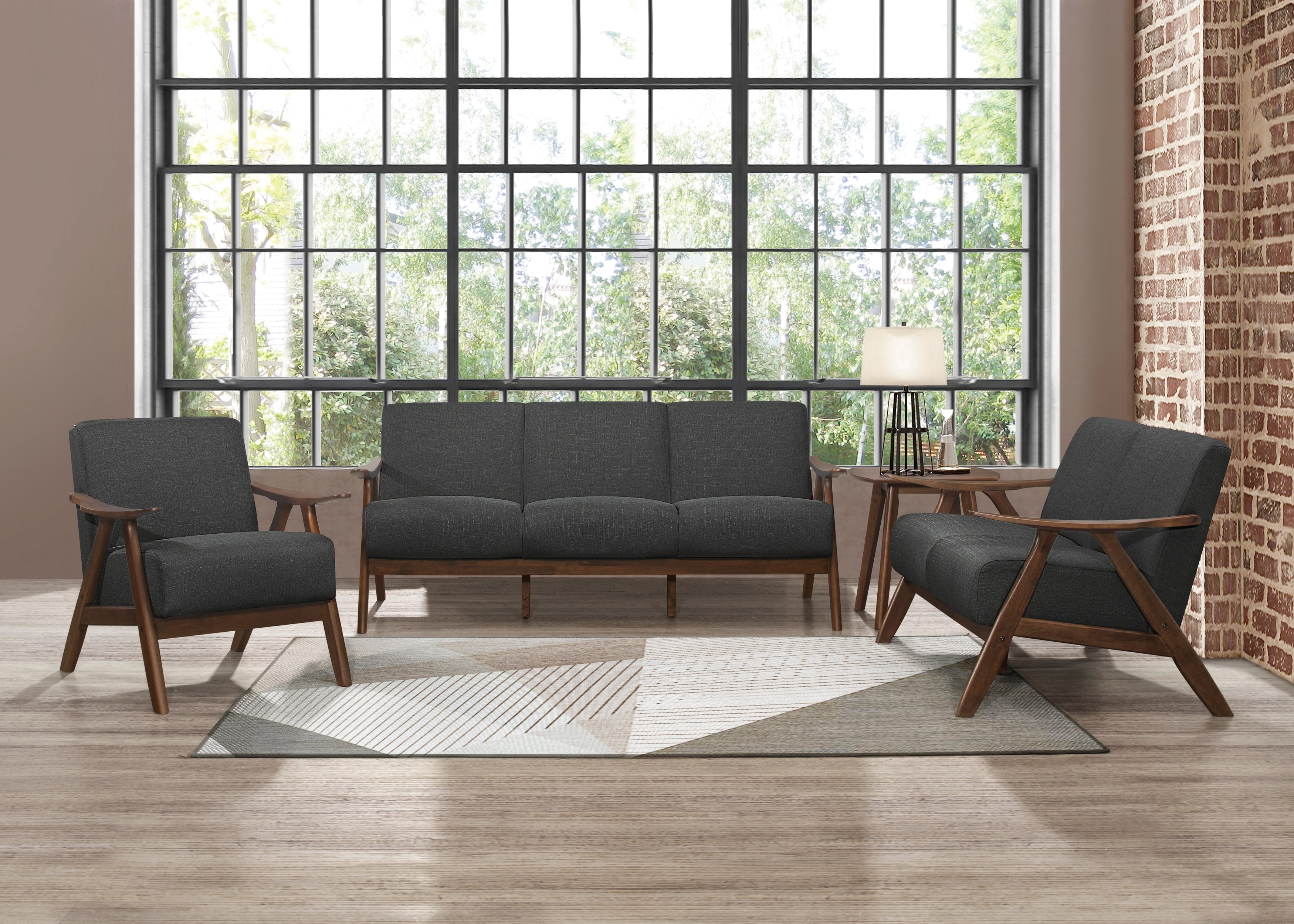 Homelegance Damala Dark Gray Accent Chair – Walnut Wood Frame