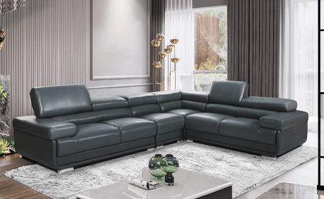 2119 Dark Grey 4-Piece Top-Grain Leather Sectional from ESF Furniture - Luna Furniture
