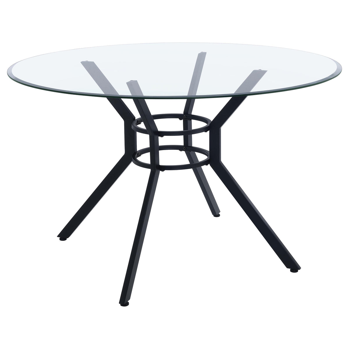Steele Matte Black 48-inch Round Glass Top Dining Table from Coaster - Luna Furniture