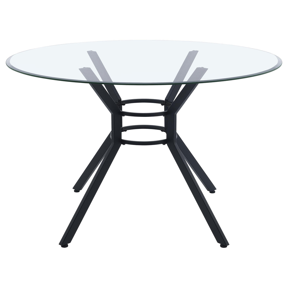 Steele Matte Black 48-inch Round Glass Top Dining Table from Coaster - Luna Furniture