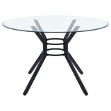 Steele Matte Black 48-inch Round Glass Top Dining Table from Coaster - Luna Furniture
