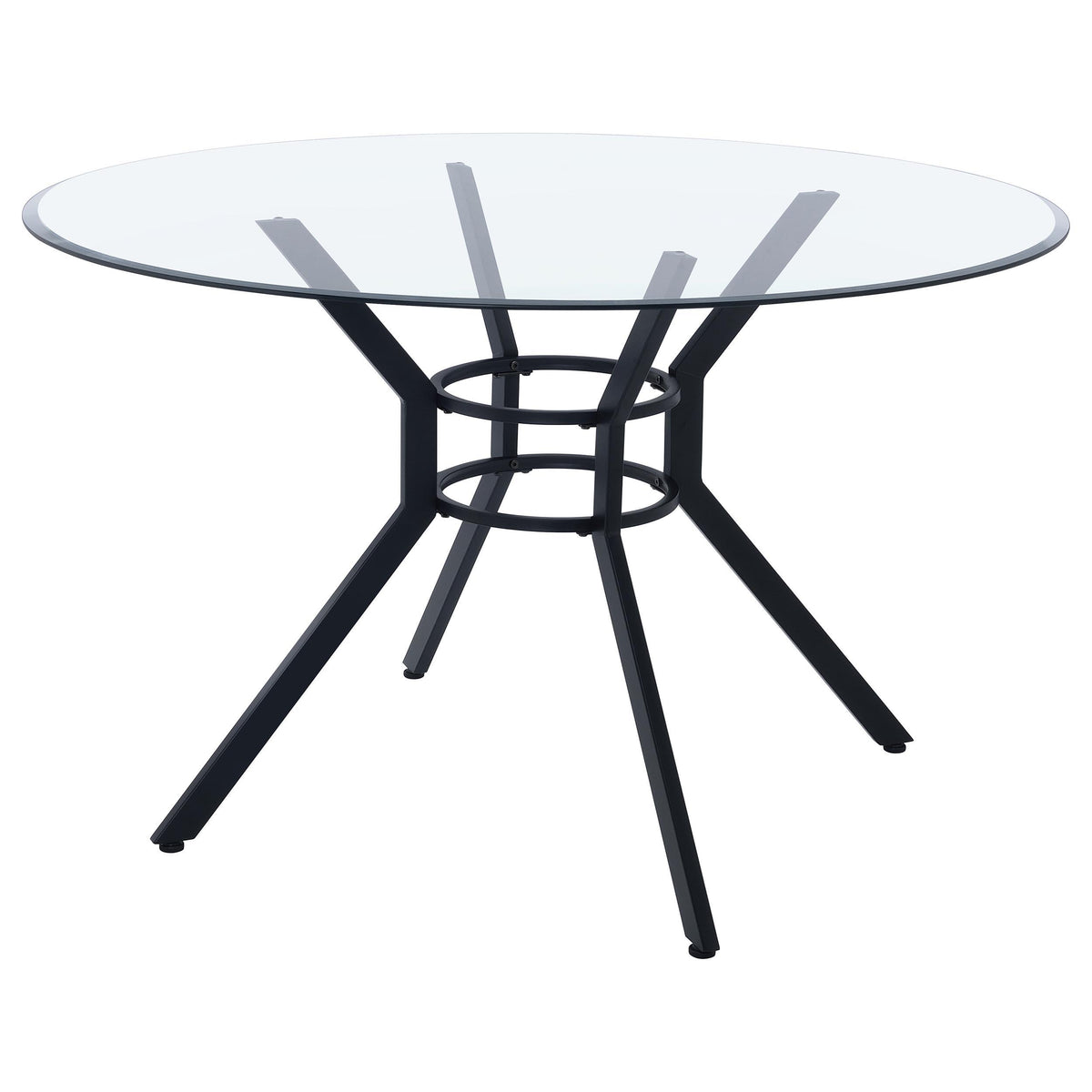 Steele Matte Black 48-inch Round Glass Top Dining Table from Coaster - Luna Furniture