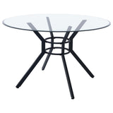 Steele Matte Black 48-inch Round Glass Top Dining Table from Coaster - Luna Furniture
