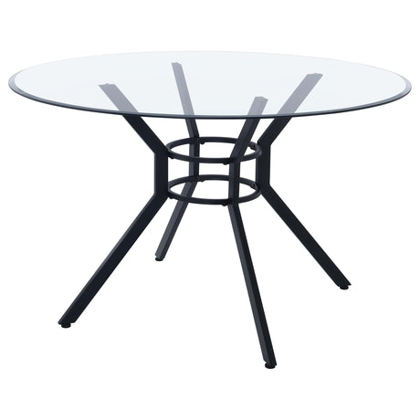 Steele Matte Black 48" Round Glass Top Dining Table from Coaster - Luna Furniture