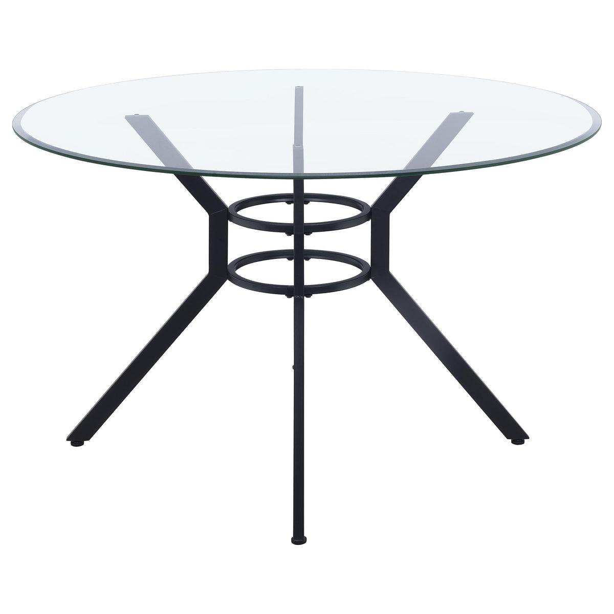 Steele Matte Black 48-inch Round Glass Top Dining Table from Coaster - Luna Furniture