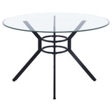 Steele Matte Black 48-inch Round Glass Top Dining Table from Coaster - Luna Furniture