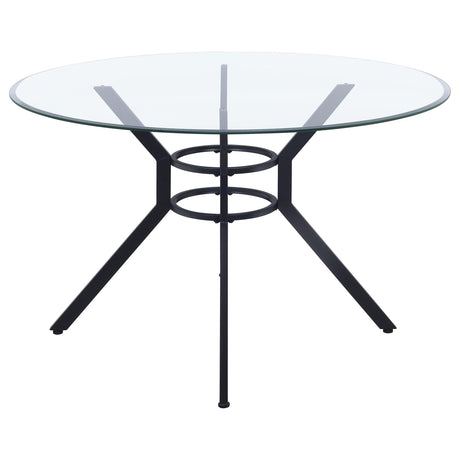 Steele Matte Black 48" Round Glass Top Dining Table from Coaster - Luna Furniture