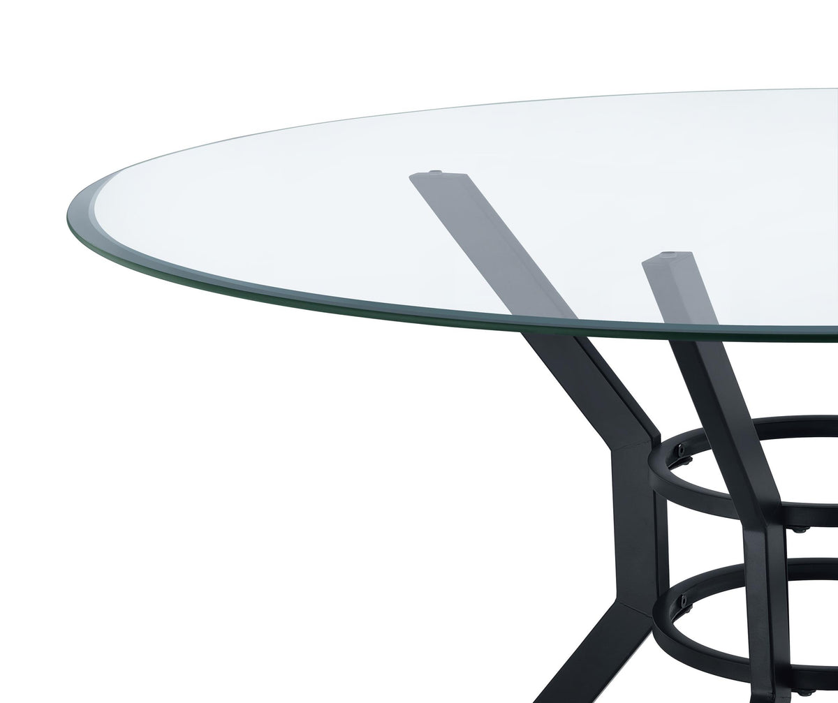 Steele Matte Black 48-inch Round Glass Top Dining Table from Coaster - Luna Furniture