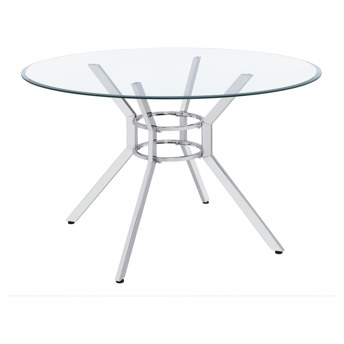 Steele Chrome 48-inch Round Glass Top Dining Table from Coaster - Luna Furniture