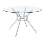 Steele Chrome 48-inch Round Glass Top Dining Table from Coaster - Luna Furniture