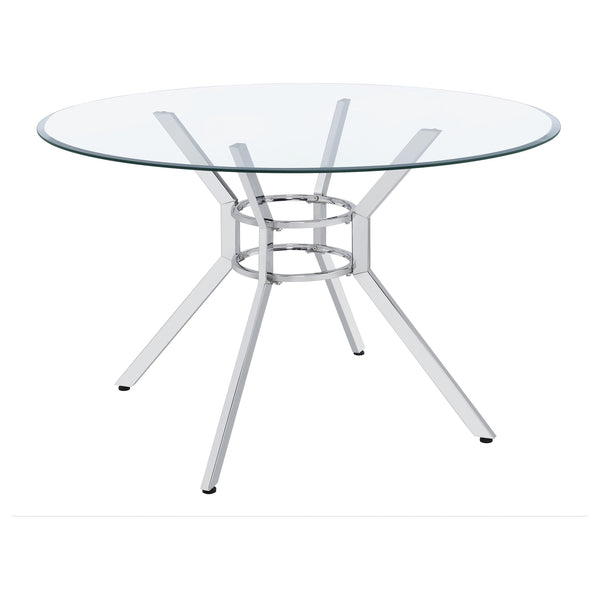 Steele Chrome 48-inch Round Glass Top Dining Table