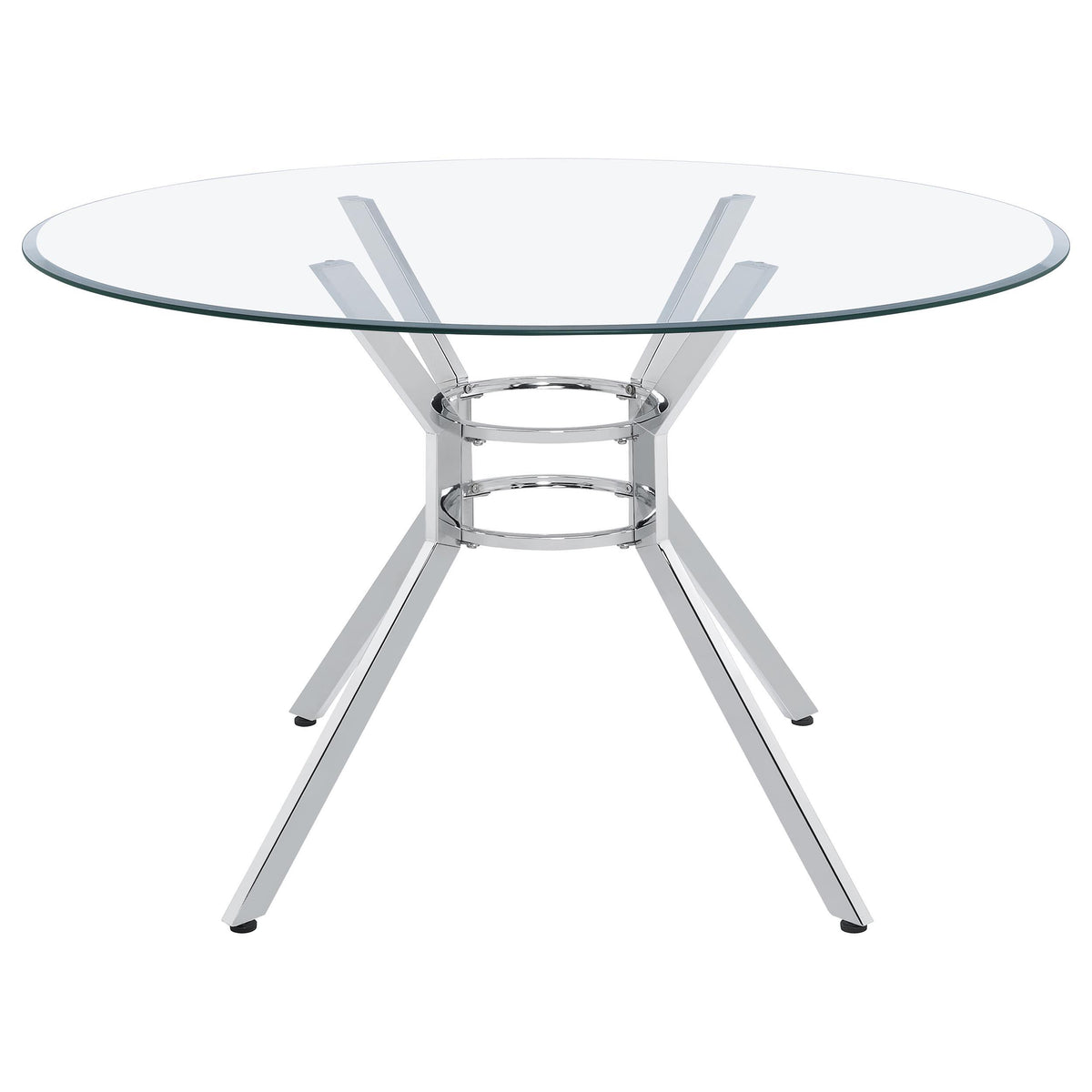 Steele Chrome 48-inch Round Glass Top Dining Table from Coaster - Luna Furniture