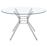 Steele Chrome 48-inch Round Glass Top Dining Table from Coaster - Luna Furniture