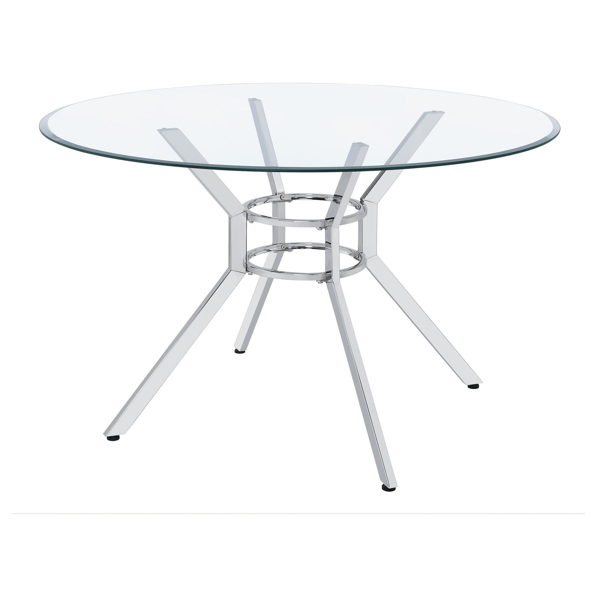 Steele Chrome 48-inch Round Glass Top Dining Table from Coaster - Luna Furniture