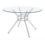 Steele Chrome 48-inch Round Glass Top Dining Table from Coaster - Luna Furniture