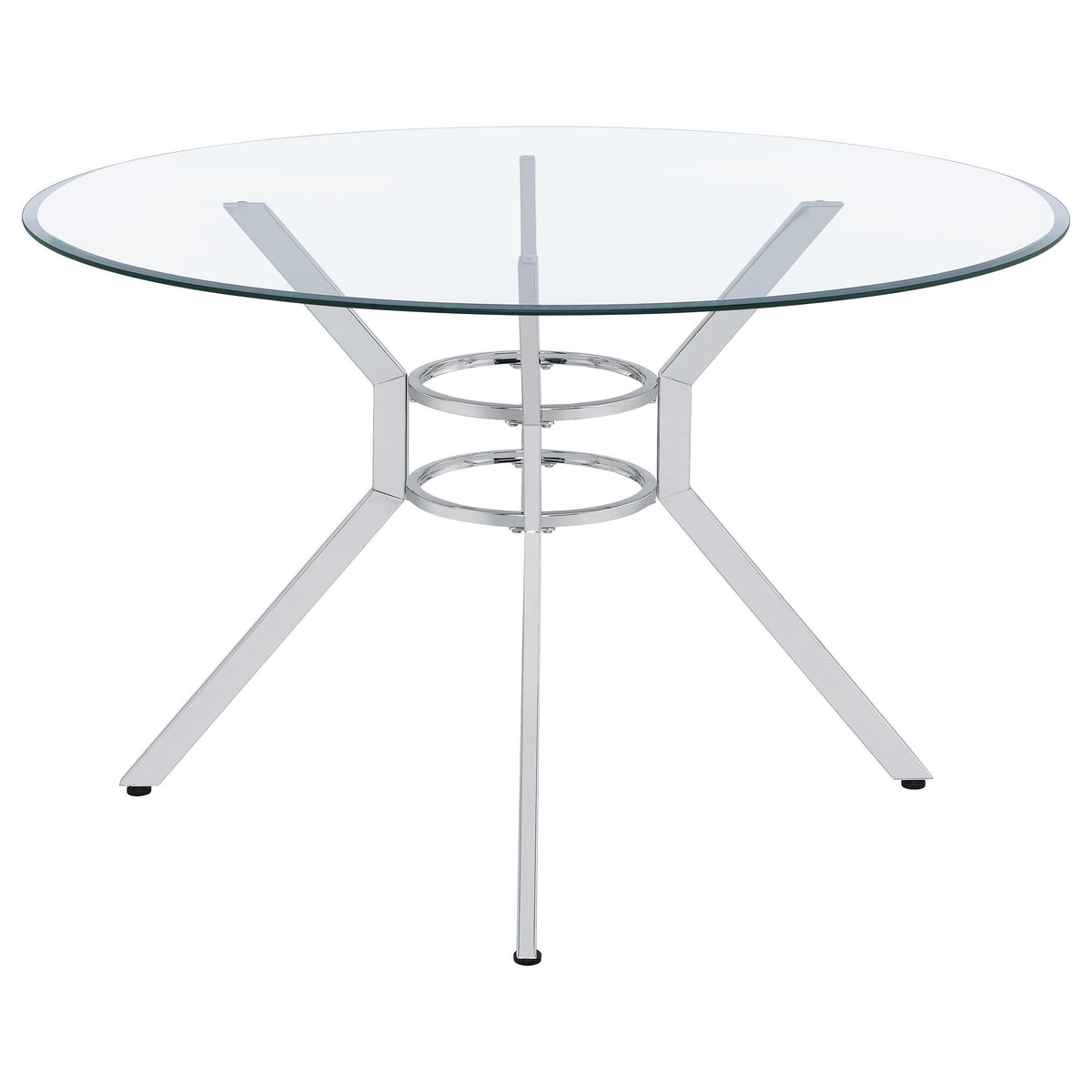 Steele Chrome 48-inch Round Glass Top Dining Table from Coaster - Luna Furniture